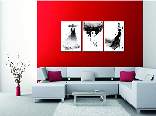 3 Pieces Elegance Lady Canvas Prints Contemporary  - 48