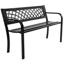 Load image into Gallery viewer, 50&quot; Patio Garden Bench Loveseats Park Yard Furniture Decor Cast Iron Frame Black - EK CHIC HOME