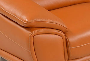 Modern Sectional Sofa in Orange Italian Leather with Headrest and Contemproary Design - EK CHIC HOME