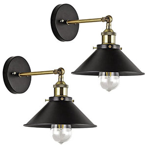 1-Light Metal Industrial Wall Sconce Wall Lamp Fixture 180 Degree Adjustable with Swing Arm, Pack of 2 - EK CHIC HOME