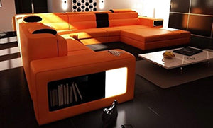 Polaris Orange Bonded Leather Sectional Sofa - EK CHIC HOME