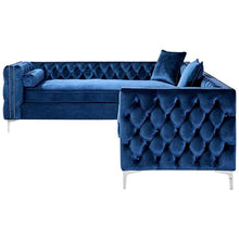 Load image into Gallery viewer, CHIC Brika Home 120&quot; Velvet Tufted Left Facing Sectional in Blue - EK CHIC HOME
