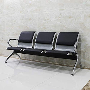 Airport Reception Chairs Waiting Room Chair with Black Leather Cushion - EK CHIC HOME