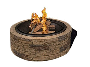 Cast Stone Wood Burning Fire Pit 35" Diameter Steel Base - EK CHIC HOME