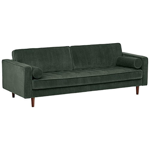 Tufted Mid-Century Modern Velvet Bench Seat Sofa Couch, 86.6