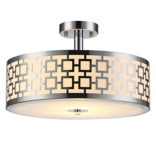 Luxurious Chrome Finish 2 Lights Glass Diffuser Ceiling Light (Diameter:15.74