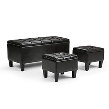 Load image into Gallery viewer, CHIC Designs Faux Leather 3 Piece Storage Ottoman in Brown - EK CHIC HOME