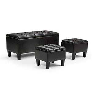 CHIC Designs Faux Leather 3 Piece Storage Ottoman in Brown - EK CHIC HOME