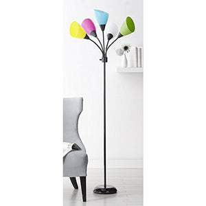 Black 3-way Multi-head Floor Lamp with Acrylic Shade - EK CHIC HOME