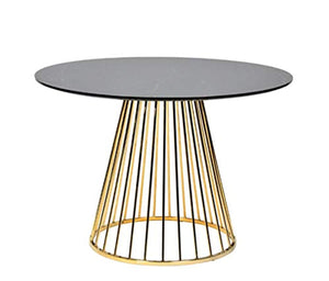 Modern Style Paper Faux Marble  Round Dining Table with Stainless Steel Base - EK CHIC HOME