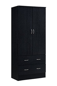 Two Door Wardrobe, with Two Drawers, and Hanging Rod - EK CHIC HOME