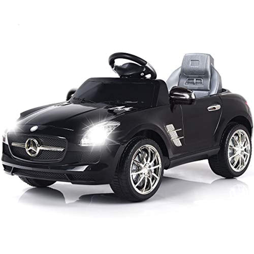 Mercedes Benz SLS Rechargeable Battery Powered Ride On Vehicle, Parental Remote Control and Foot Pedal Modes, with Headlights, Music - EK CHIC HOME