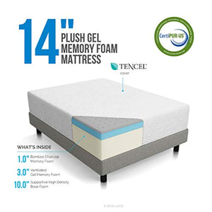 14 Inch Plush Memory Foam Mattress - Ventilated CertiPUR-US Certified - EK CHIC HOME