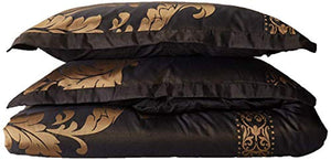 7-Piece Jacquard Floral Comforter Set Bed-in-a-Bag Set Black Gold - EK CHIC HOME