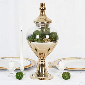 18" Chrome Gold Ombre Glass Candy Jar with Glass Lid - EK CHIC HOME