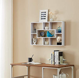 7 Cubes Floating Shelf, Geometric Wall Mounted Cube Shelves for Display and Storage, White Finish - EK CHIC HOME