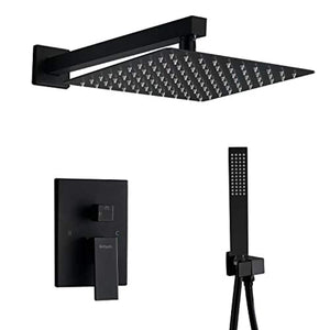 Wall Mount Shower System,Black Shower Faucet Set with Rain Shower Head - EK CHIC HOME
