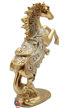 Load image into Gallery viewer, Crystal 10.5 Inch Stallion  Brass Color Horse Standing Statue - EK CHIC HOME