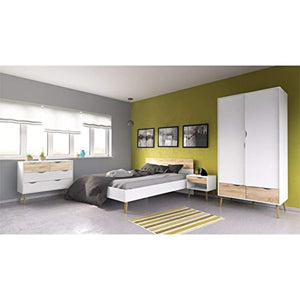 CHIC Designs 2 Drawer and 2 Door Wardrobe in White and Oak - EK CHIC HOME