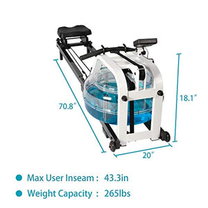 Water Rowing Machine - LCD Monitor for Calories Burned Sports Exercise Equipment in Home Gym - EK CHIC HOME