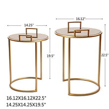 Load image into Gallery viewer, Decorative Nesting Round Set of 2 End Tables Rose Gold,Brown Glass - EK CHIC HOME