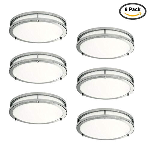 6 LED Flush Mount Ceiling Light, Antique Brushed Nickel, 12-Inch - EK CHIC HOME