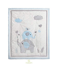 Load image into Gallery viewer, Blue Grey Elephant 6 Piece Baby Nursery Crib Bedding Set - EK CHIC HOME