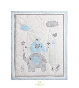 Blue Grey Elephant 6 Piece Baby Nursery Crib Bedding Set - EK CHIC HOME