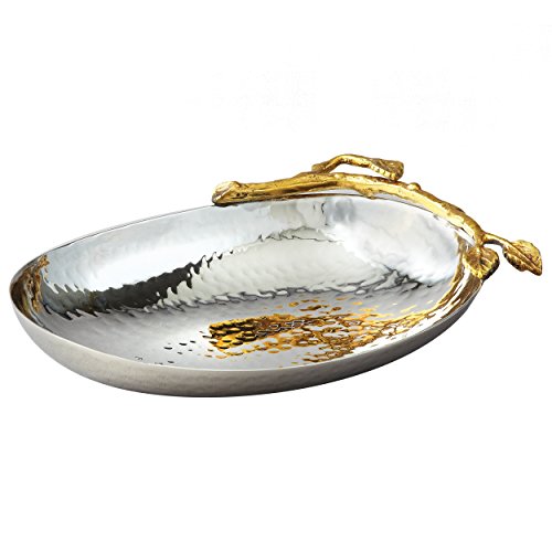 CHIC Elegance Golden Vine Hammered Stainless Steel Nut Bowl/Dish Silver/Gold - EK CHIC HOME