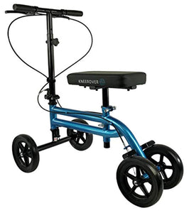 Economy Knee Scooter Steerable Knee Walker Crutch Alternative with DUAL BRAKING SYSTEM in Metallic Blue - EK CHIC HOME