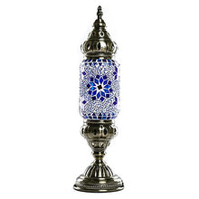 Load image into Gallery viewer, Blue Flower Moroccan Table lamp Lantern - EK CHIC HOME