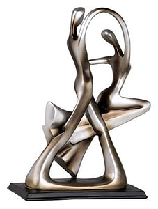 Silver Abstract 14 3/4" High Dancing Couple Sculpture - EK CHIC HOME