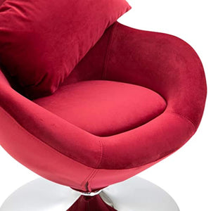 Swivel Egg Chair with Cushion Velvet French Armchair Red - EK CHIC HOME