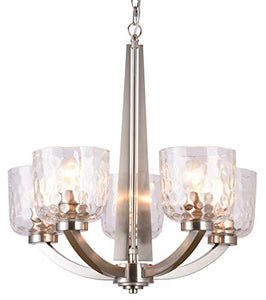 22" 5-Light Large Chandelier Brushed Nickel Modern Style Traditional Hanging Pandent - EK CHIC HOME