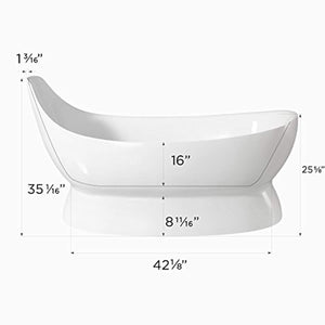67" Modern Oval A Bathtub Sloped Reclining Pedestal Freestanding White - EK CHIC HOME
