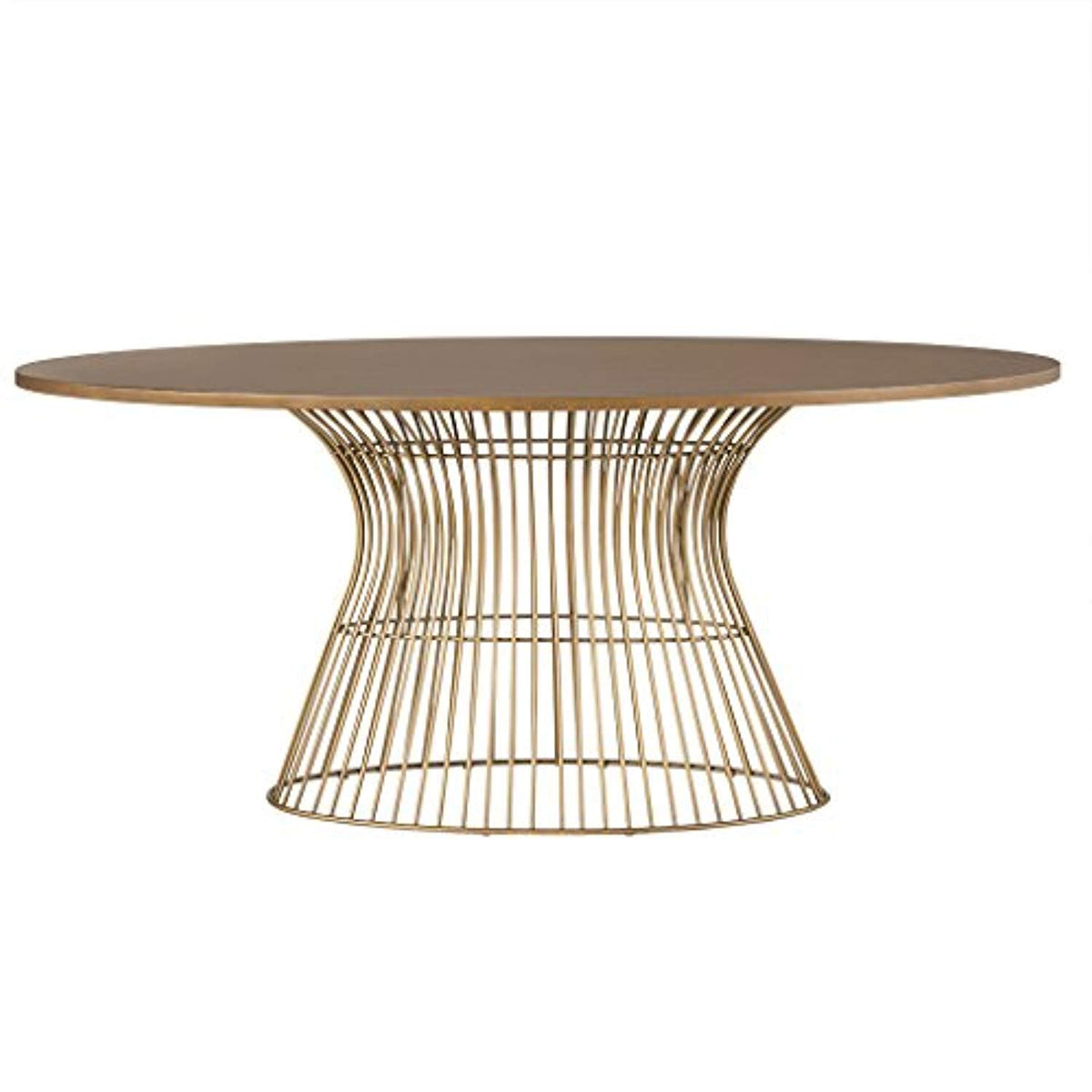Solid Wood Tabletop, Metal Wire Frame Base Mid-Century Modern Style Di