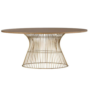 Solid Wood Tabletop, Metal Wire Frame Base Mid-Century Modern Style Dinner Tables - EK CHIC HOME
