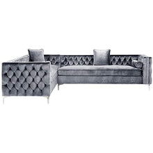 Load image into Gallery viewer, CHIC Levi Grey Velvet Corner Sectional Sofa - 120 Inches Left Facing - EK CHIC HOME