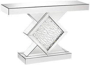 LUXURY 46 1/2" Wide Silver-Mirror Crystal Console Table - EK CHIC HOME