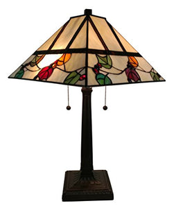Tall Tiffany Style Berries/Leaves Mission Table Lamp, 22", Multicolor - EK CHIC HOME