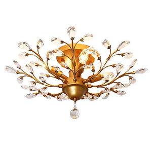 4-Light Vintage Crystal Chandeliers Ceiling Lights LED Light (Golden) - EK CHIC HOME
