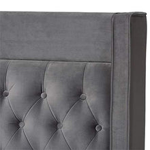 Load image into Gallery viewer, Valery Dark Gray Velvet Fabric Queen Size Platform Bed - EK CHIC HOME