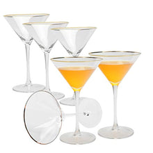 Load image into Gallery viewer, Golden Edge Martini Glasses,  with Stem, 8-Ounce, Set of 6 - EK CHIC HOME