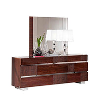 Load image into Gallery viewer, Glossy Walnut Crocodile Accents Bedroom Set 5Ps Contemporary Modern (King) - EK CHIC HOME