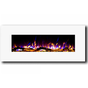 Ashford White 50" Log Ventless Heater Electric Wall Mounted Fireplace - EK CHIC HOME
