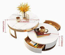 Load image into Gallery viewer, White Round Coffee Table with Storage White Faux Marble - EK CHIC HOME