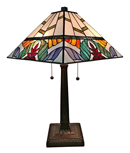 Tall Tiffany Multi Color Mission Table Lamp, 22