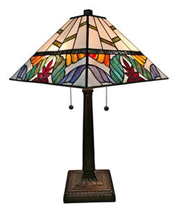 Tall Tiffany Multi Color Mission Table Lamp, 22", Multicolor - EK CHIC HOME