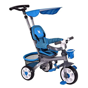 4 in 1 Twins Kids Trike Safety Double Rotatable Seat w/Basket (Blue) - EK CHIC HOME