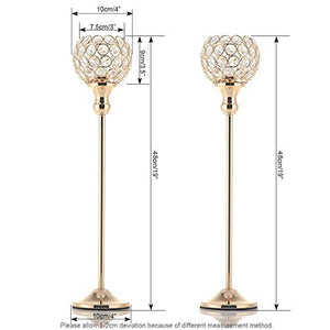 Pair of 2 Gold Crystal Candle Stand Holders - EK CHIC HOME